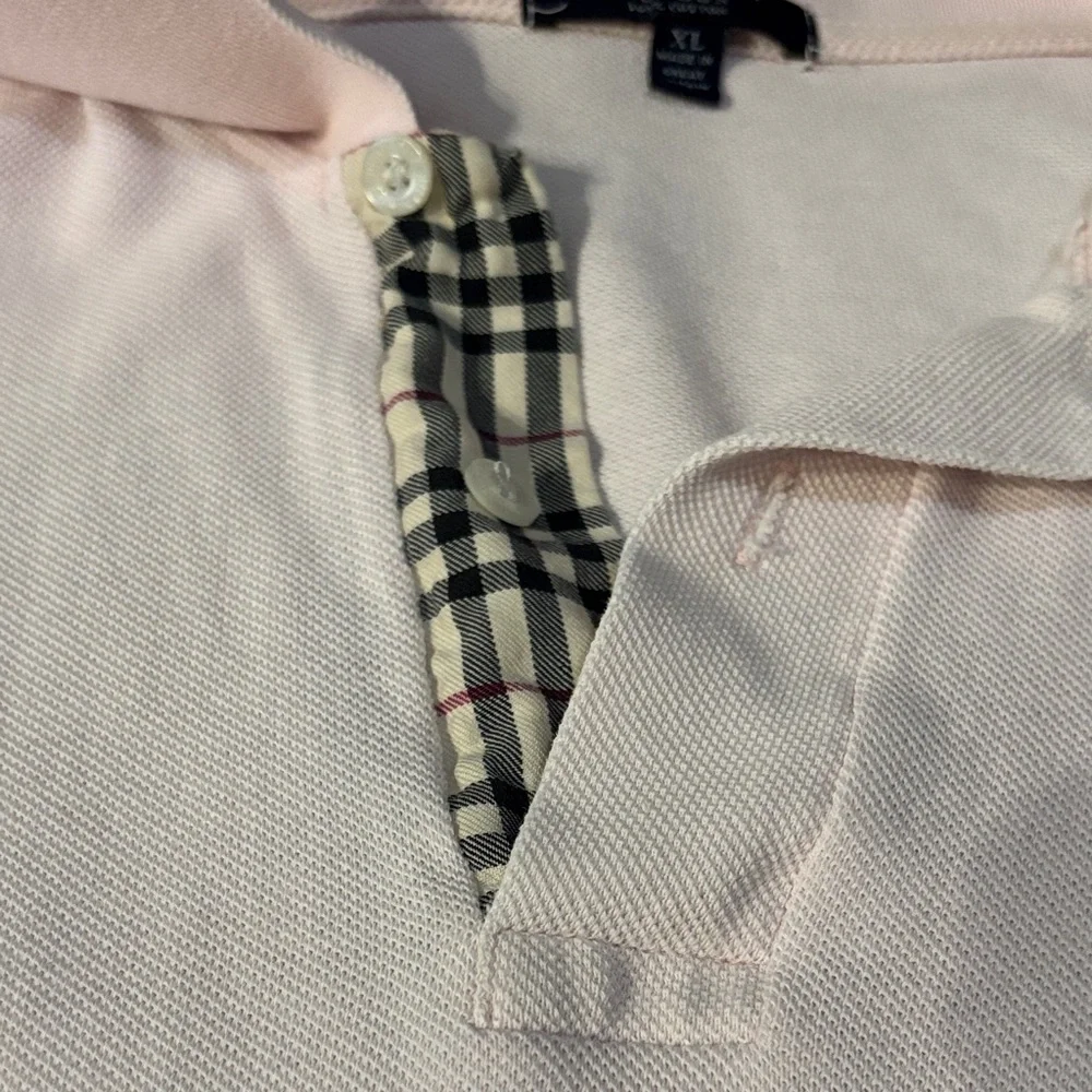 Burberry Light Pink Cotton Polo with Navy Label - Picture 3 of 5
